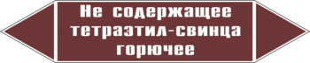 Маркировка трубопровода "не содержащее тетраэтил-свинца горючее" (пленка, 716х148 мм) - Маркировка трубопроводов - Маркировки трубопроводов "ЖИДКОСТЬ" - магазин "Охрана труда и Техника безопасности"