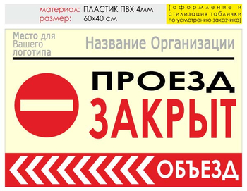 Информационный щит "объезд слева" (пластик, 60х40 см) t12 - Охрана труда на строительных площадках - Информационные щиты - магазин "Охрана труда и Техника безопасности"